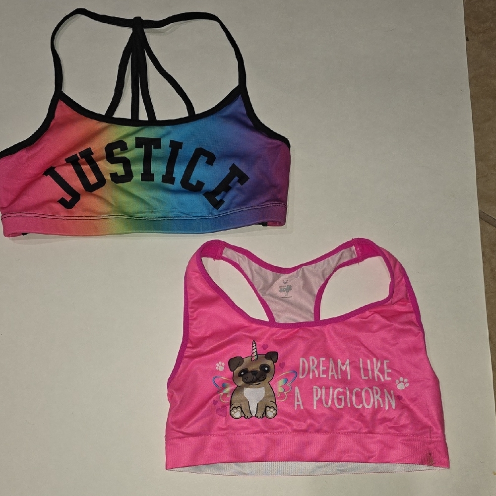 Justice Multicolor and Pink Sports Bras